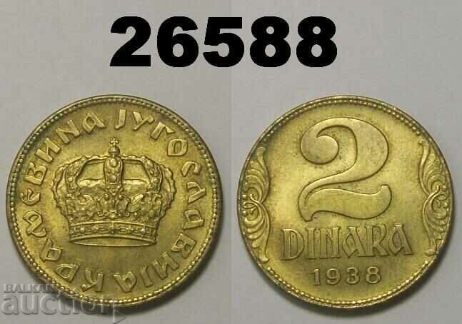 Yugoslavia 2 Dinars 1938 UNC