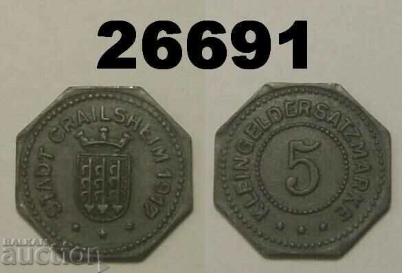 R! Crailsheim 5 pfennig 1917 Zinc Rare