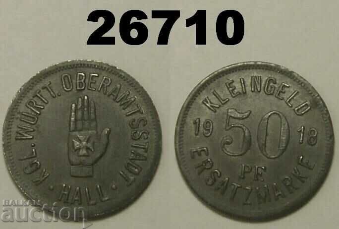 R! Hall 50 pfennig 1918 Iron
