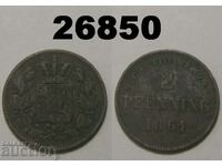 Bavaria 2 Pfennig 1861