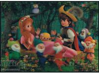 3D Japanese postcard Snow White dwarfs stereo