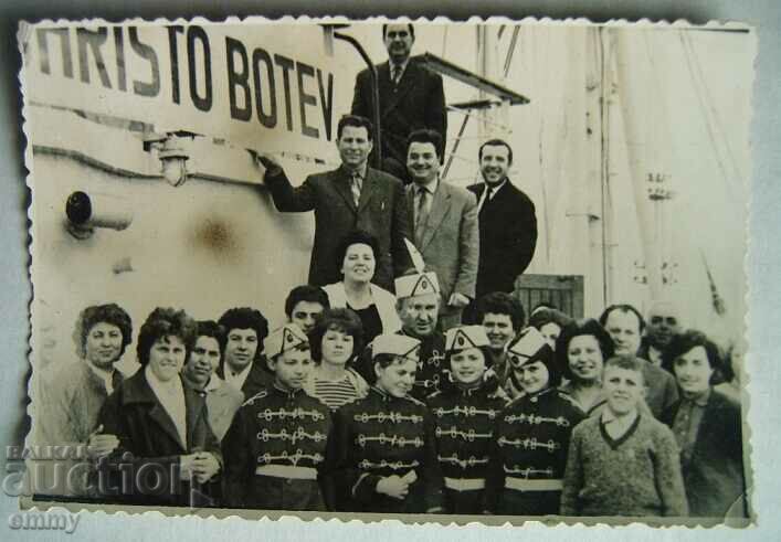 Old photo students on steamship "Hristo Botev"