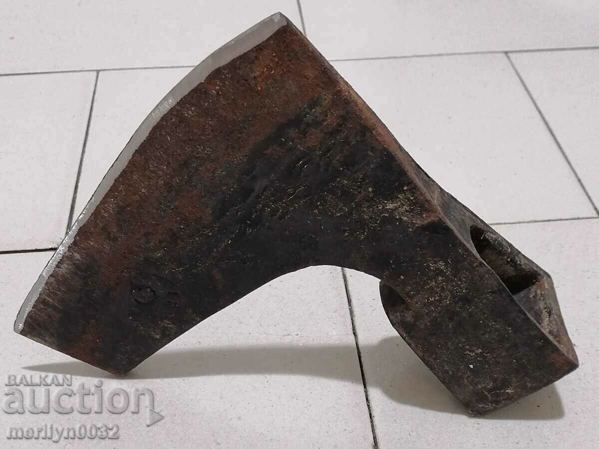 Old forged soc ax without a handle with a satyr ax stamp - 5