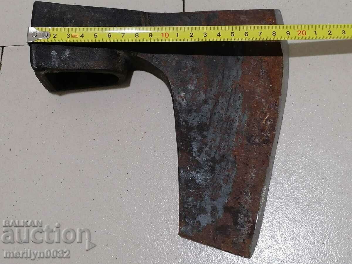 Old forged soc ax without a handle with a satyr ax stamp - 7
