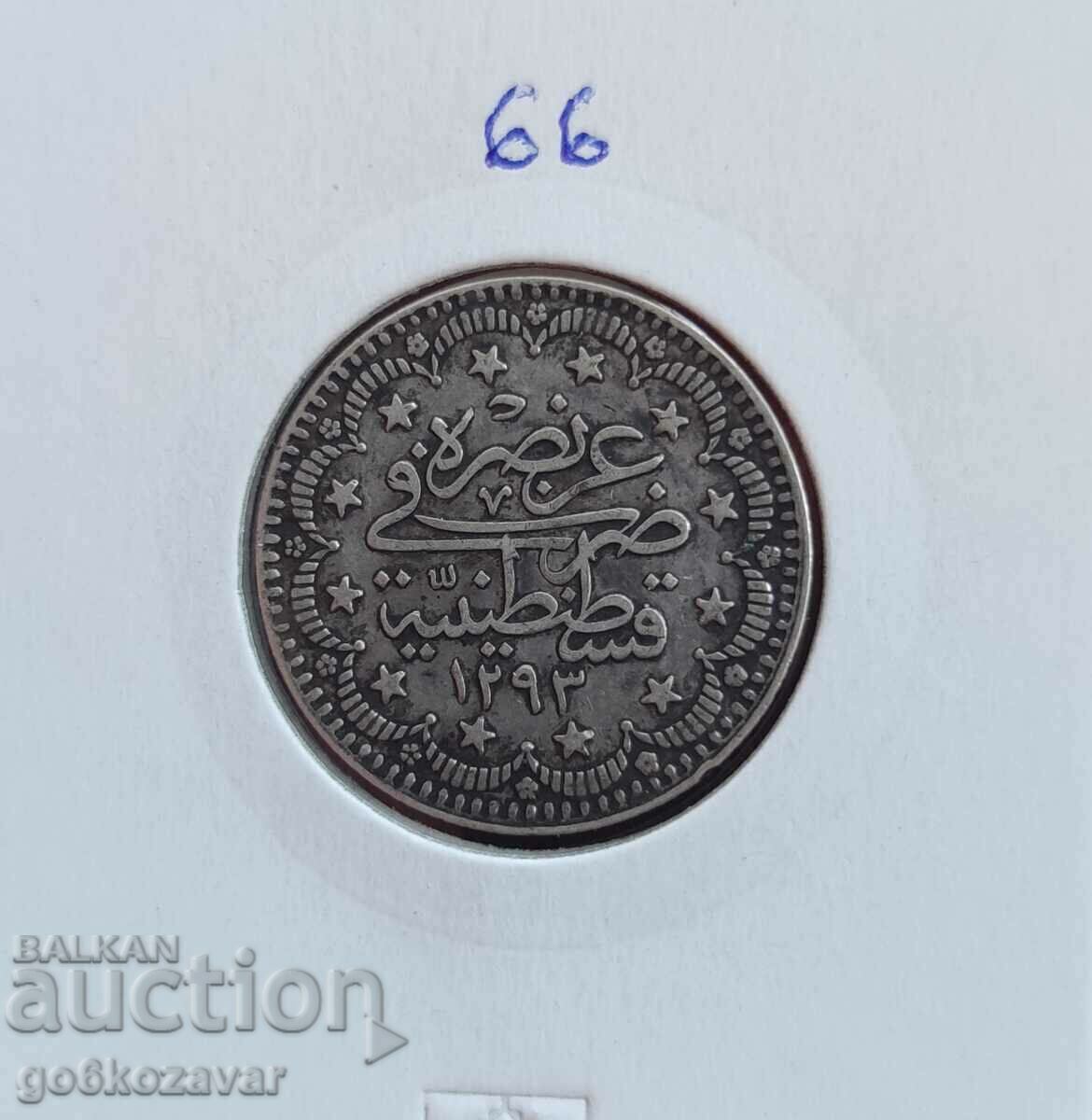 Ottoman Empire 5 Kurusha 1293-1876 Ασημένιος αριθμός 32