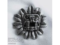 Large silver Mexican medallion with Kukulkan the Blood God