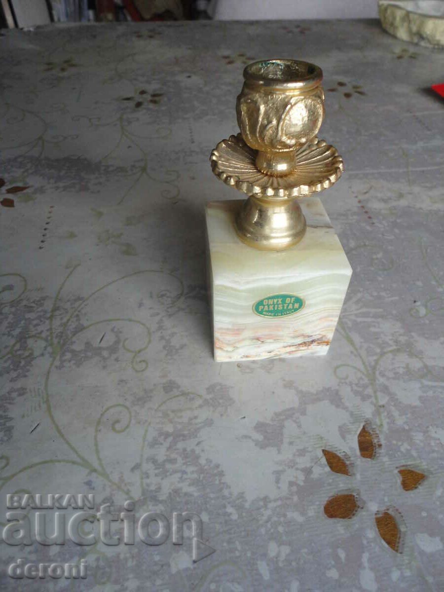 Auction Italian bronze and onyx candlestick Auction Italian bronze and onyx candlestick