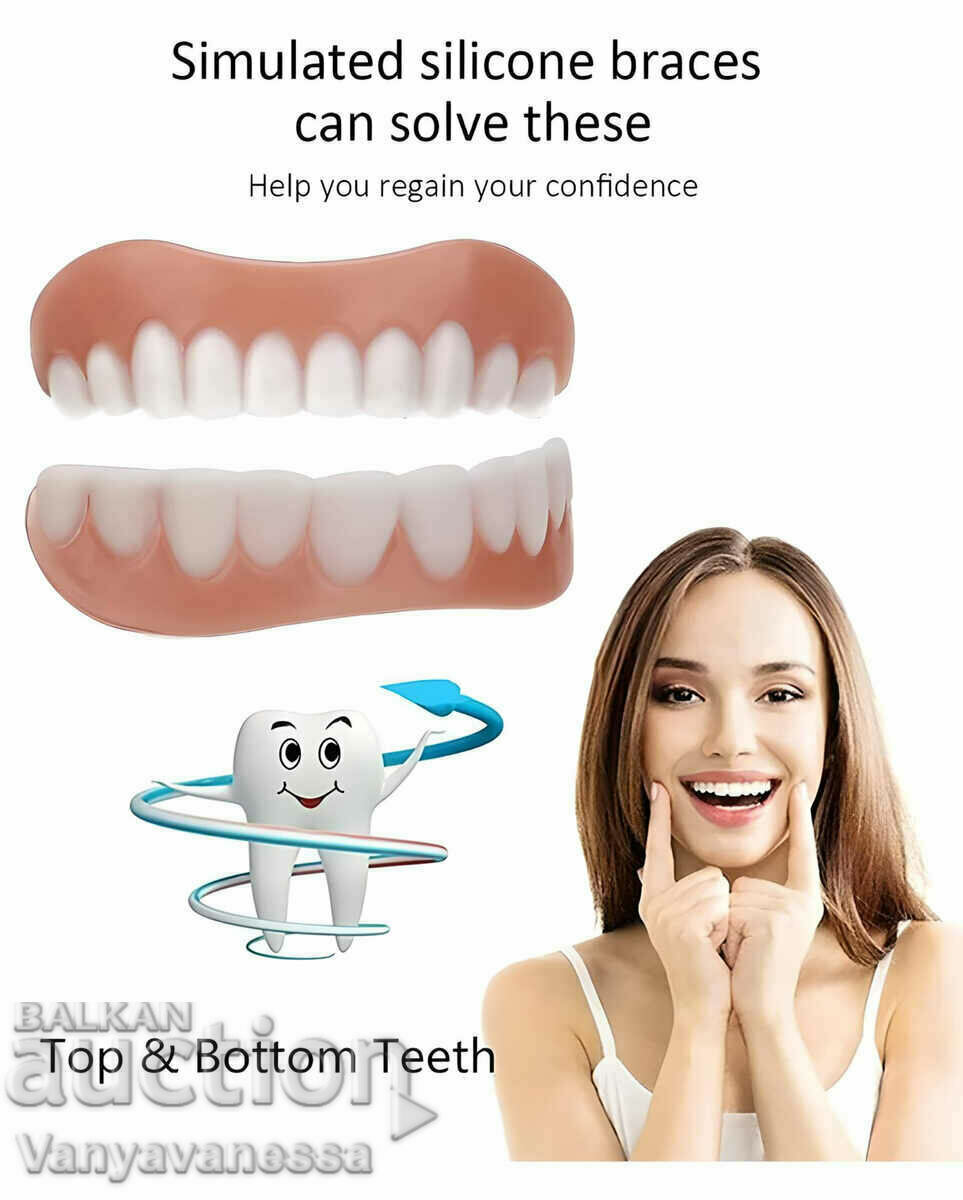 Comfortable soft silicone whitening dentures upper and lower teeth