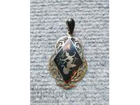 Old silver niello medallion pendant