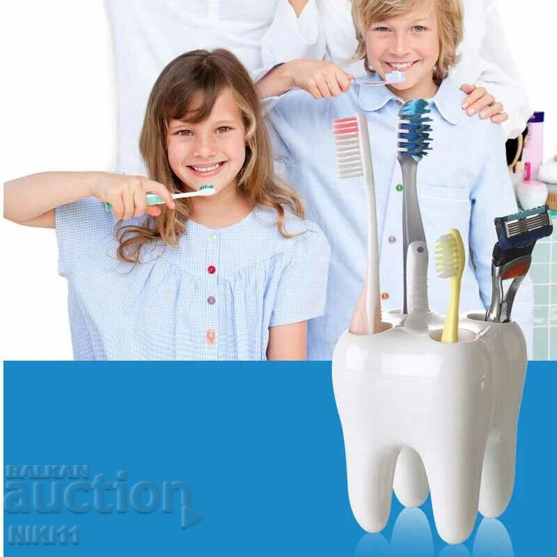 Поставка за четки за зъби във форма на зъб