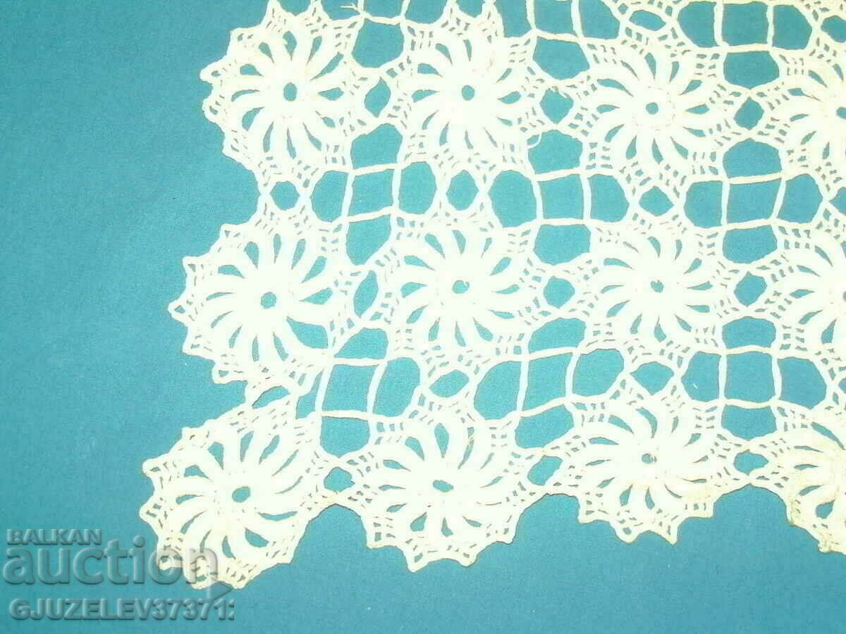 Vintage χειροποίητο βαμβακερό τραπεζομάντιλο με κροσέ - 5 Vintage χειροποίητο βαμβακερό τραπεζομάντιλο με κροσέ - 5