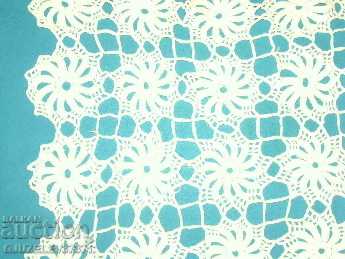 Vintage χειροποίητο βαμβακερό τραπεζομάντιλο με κροσέ - 6 Vintage χειροποίητο βαμβακερό τραπεζομάντιλο με κροσέ - 6