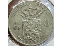 Țările de Jos 1/10 Gulden 1855 Argint