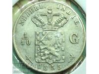 Țările de Jos 1/10 Gulden 1855 Argint