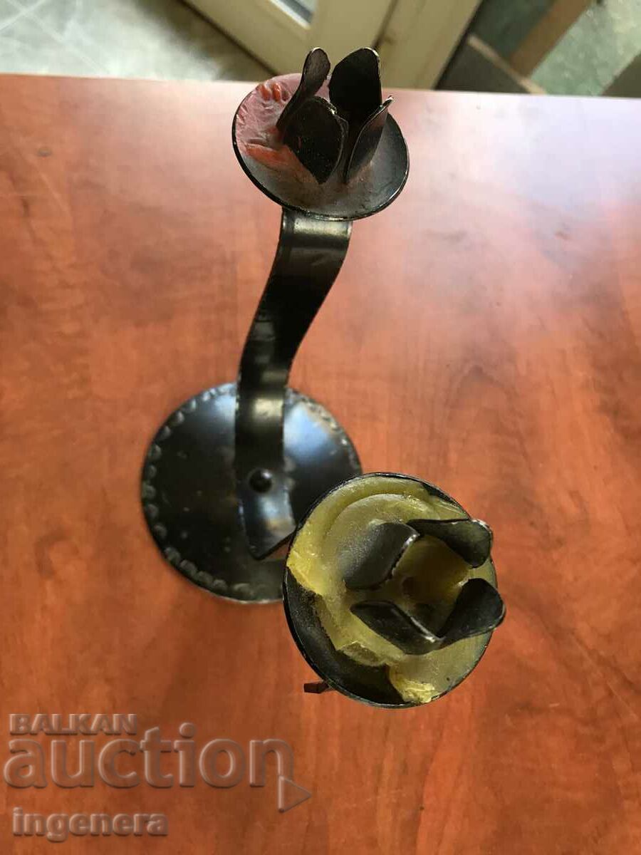 CANDLESTICK WROUGHT IRON METAL ANTIQUE PAIR - 6 CANDLESTICK WROUGHT IRON METAL ANTIQUE PAIR - 6