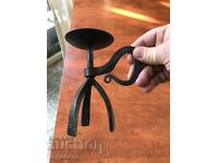 CANDLESTICK WROUGHT IRON METAL ANTIQUE SOLID