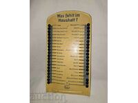 Стара табела табло за домакински продукти--Beka original