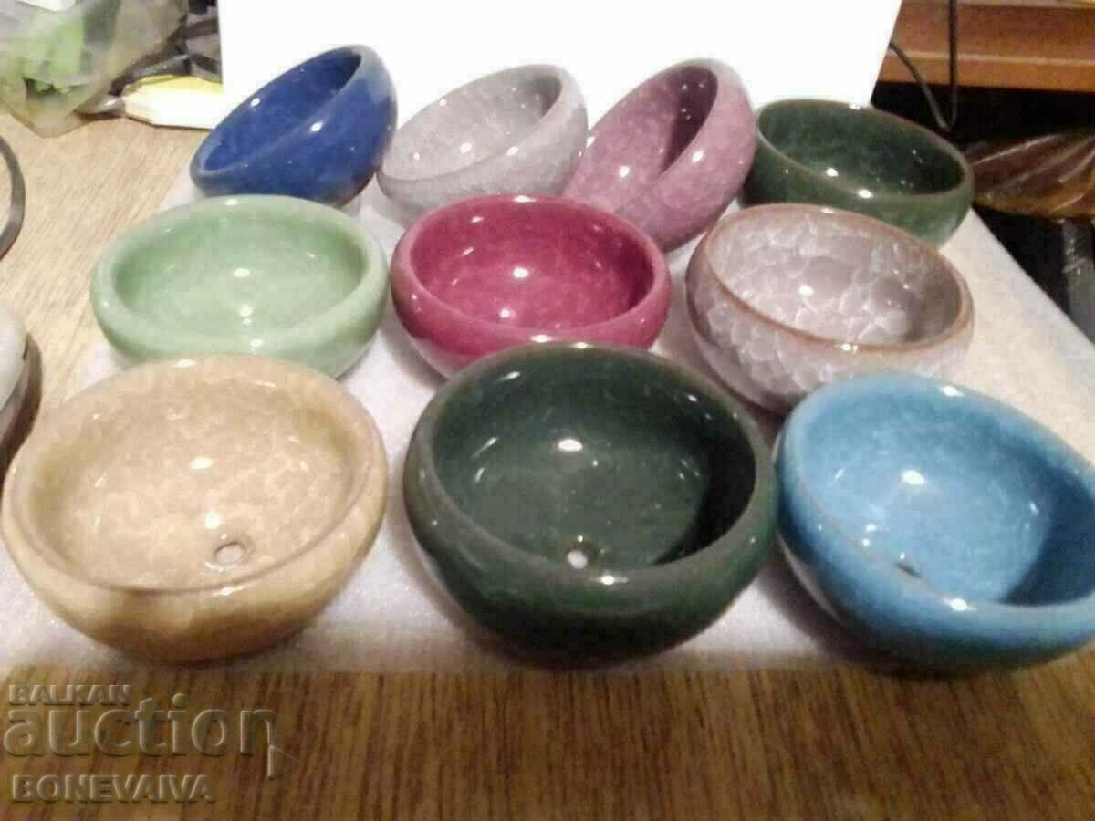 set of 10 pcs. cactus pots succulent bonsai ceramic glaze