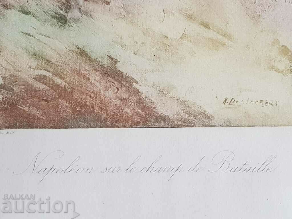 Έγχρωμη λιθογραφία του Napoleon Bonopart στο πεδίο της μάχης 1910 - 7