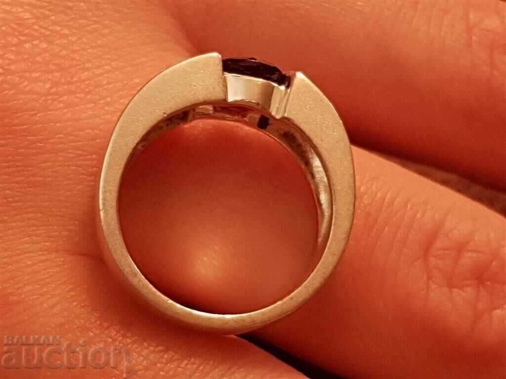 Stylish silver ring with garnet England satin silver - 6 Stylish silver ring with garnet England satin silver - 6