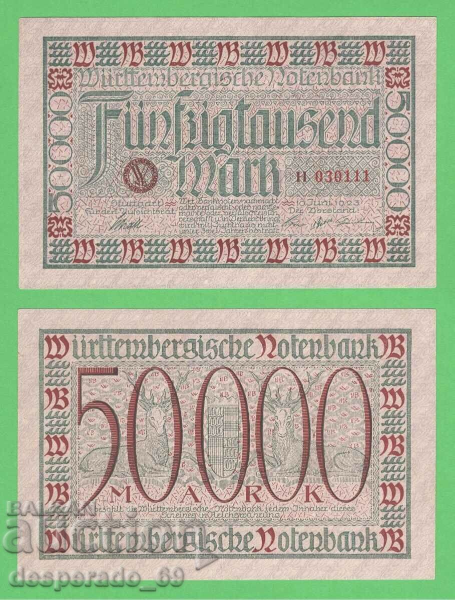 (¯`'•.¸GERMANIA (Württemberg) 50.000 de mărci 1923¸.•'´¯)