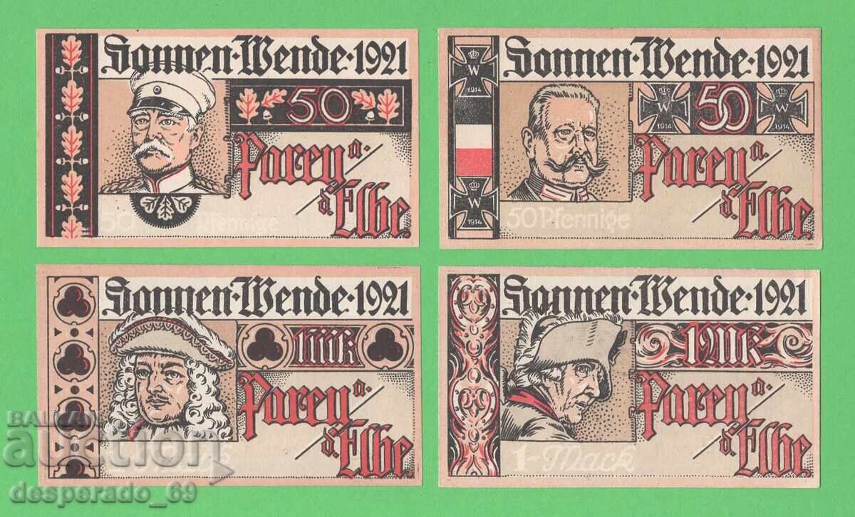 (¯`'•.¸NOTGELD (city Sonnen-Wende) 1921 UNC -4 pcs. banknotes (¯`'•.¸NOTGELD (city Sonnen-Wende) 1921 UNC -4 pcs. banknotes