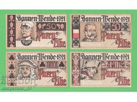 (¯`'•.¸NOTGELD (city Sonnen-Wende) 1921 UNC -4 pcs. banknotes