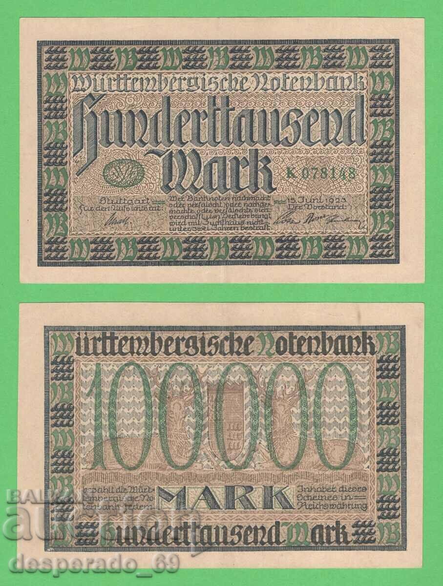 (¯`'•.¸GERMANIA (Württemberg) 100.000 de mărci 1923¸.•'´¯)