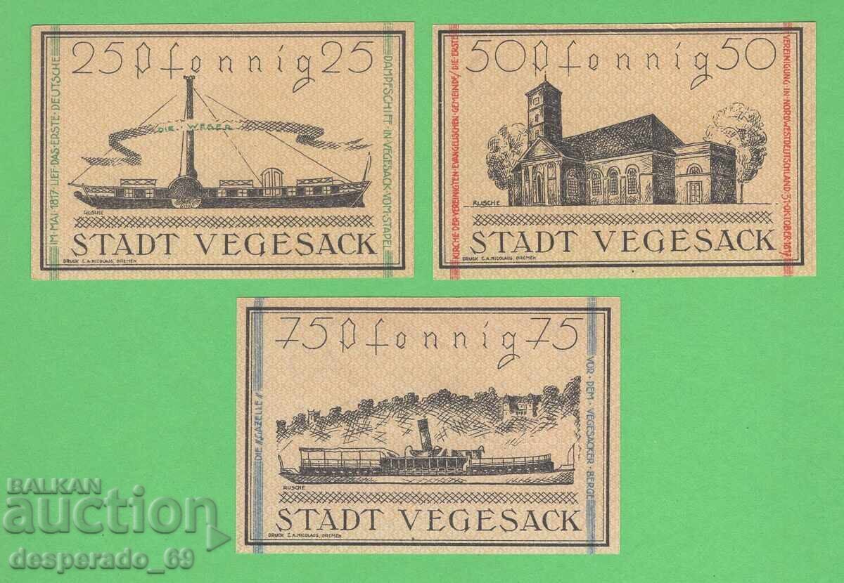 (¯`'•.¸NOTGELD (гр. Vegesack) 1921 UNC -3 бр.банкноти¸.•'´¯)