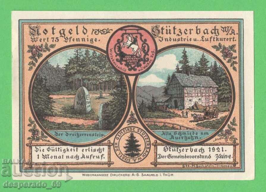 (¯`'•.¸NOTGELD (city Stützerbach) 1921 UNC -75 pfennig¸.•'´¯) with price 3.50 BGN | € 1.79 (¯`'•.¸NOTGELD (city Stützerbach) 1921 UNC -75 pfennig¸.•'´¯) with price 3.50 BGN | € 1.79