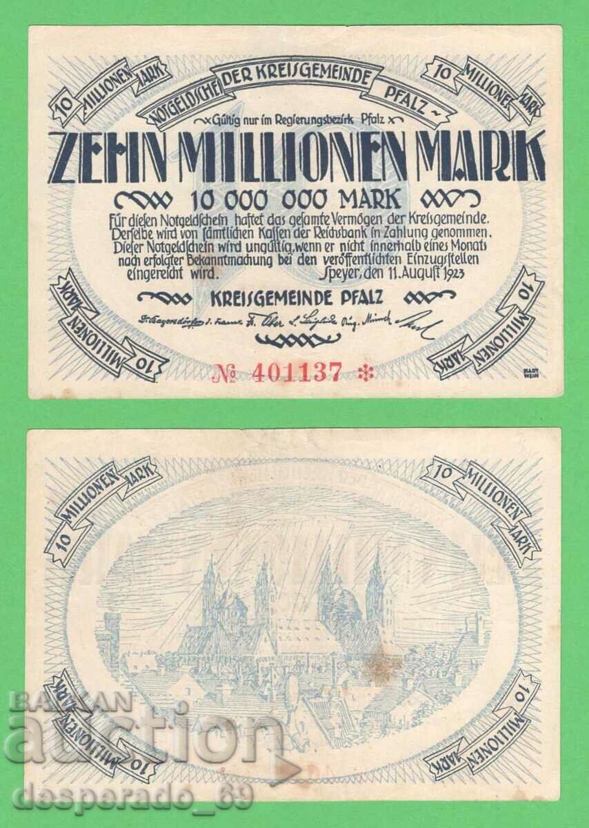 (¯`'•.¸GERMANY (Pfalz) 10 million marks 1923¸.•'´¯)