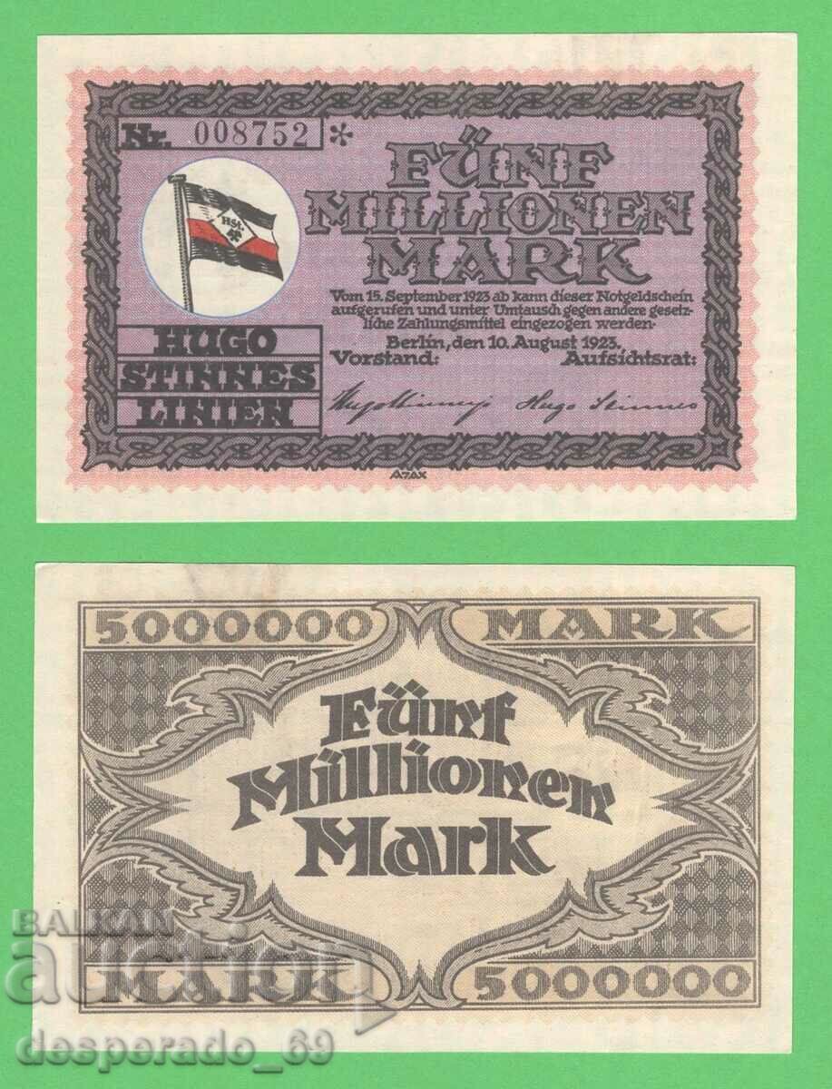 (¯`'•.¸GERMANIA (Hugo Stinnes Linien) 5 milioane de mărci 1923