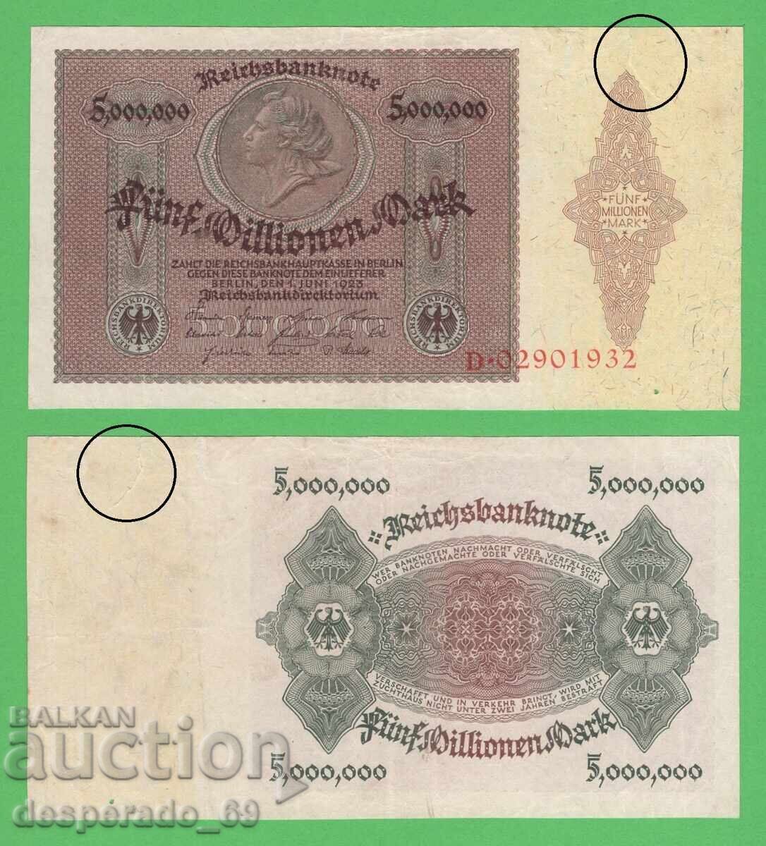 (¯`'•.¸GERMANIA 5 milioane de mărci 01.06.1923¸.•'´¯)