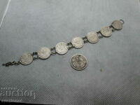OLD BRACELET WITH SILVER COINS AND 1 LEV 1882