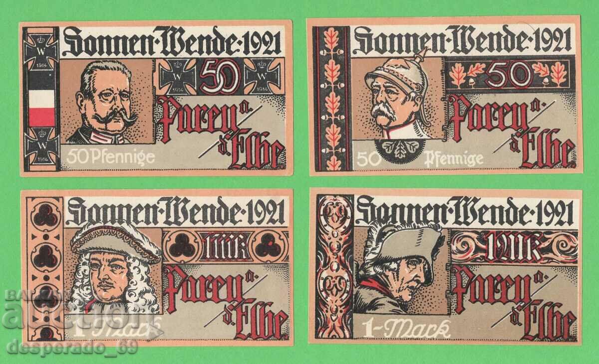 (¯`'•.¸NOTGELD (oraș Sonnen-Wende) 1921 UNC -4 buc. bancnote
