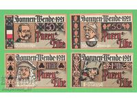 (¯`'•.¸NOTGELD (oraș Sonnen-Wende) 1921 UNC -4 buc. bancnote