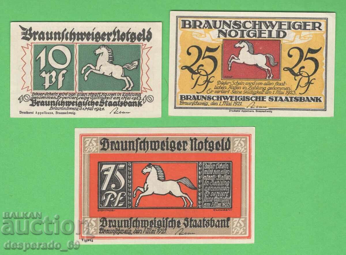 (¯`'•.¸NOTGELD (city of Braunschweig) 1921 UNC -3 pcs. banknotes´¯) with price 7.80 BGN | € 3.99