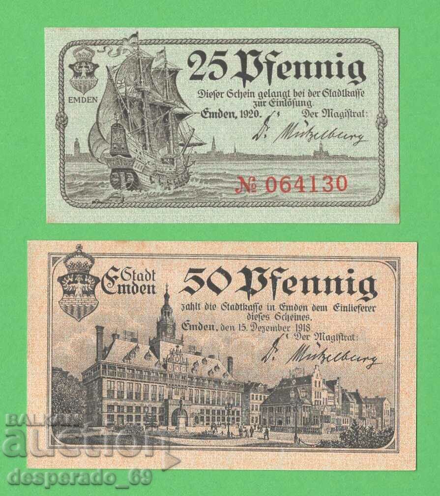(¯`'•.¸NOTGELD (city of Emden) 1920 UNC- -2 pcs. banknotes¸.•'´¯) with price 5.60 BGN | € 2.86 (¯`'•.¸NOTGELD (city of Emden) 1920 UNC- -2 pcs. banknotes¸.•'´¯) with price 5.60 BGN | € 2.86