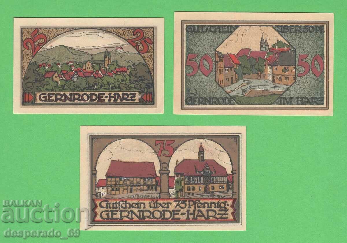 (¯`'•.¸NOTGELD (orașul Gernrode) 1921 UNC -3 buc. bancnote¸.•'´¯)
