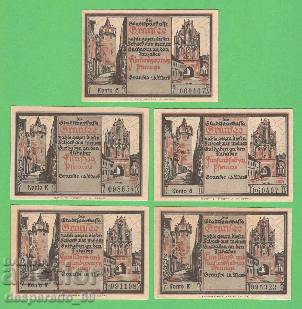 (¯`'•.¸NOTGELD (city of Gransee) UNC -5 banknotes¸.•'´¯) with price 14.00 BGN | € 7.16 (¯`'•.¸NOTGELD (city of Gransee) UNC -5 banknotes¸.•'´¯) with price 14.00 BGN | € 7.16