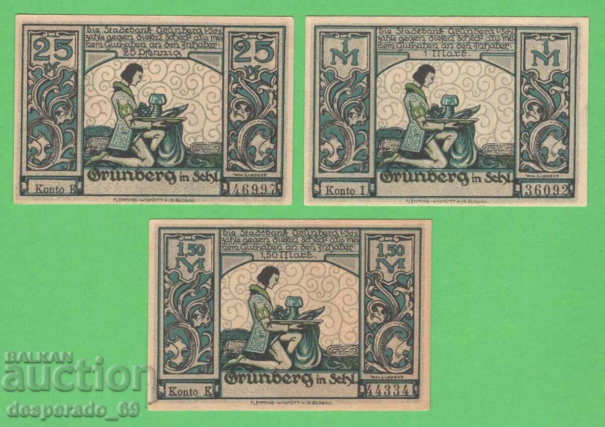 (¯`'•.¸NOTGELD (city of Grünberg) UNC -3 pcs. banknotes¸.•'´¯) with price 7.80 BGN | € 3.99 (¯`'•.¸NOTGELD (city of Grünberg) UNC -3 pcs. banknotes¸.•'´¯) with price 7.80 BGN | € 3.99