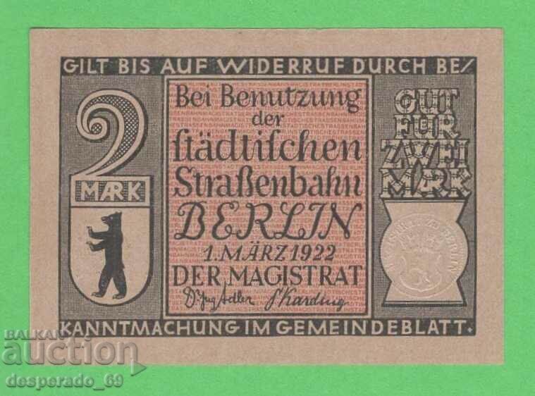 (¯`'•.¸NOTGELD (πόλη Βερολίνο) 1922 UNC -2 γραμματόσημα¸.•'´¯) με τιμή € 1.70 | 3.32 BGN
