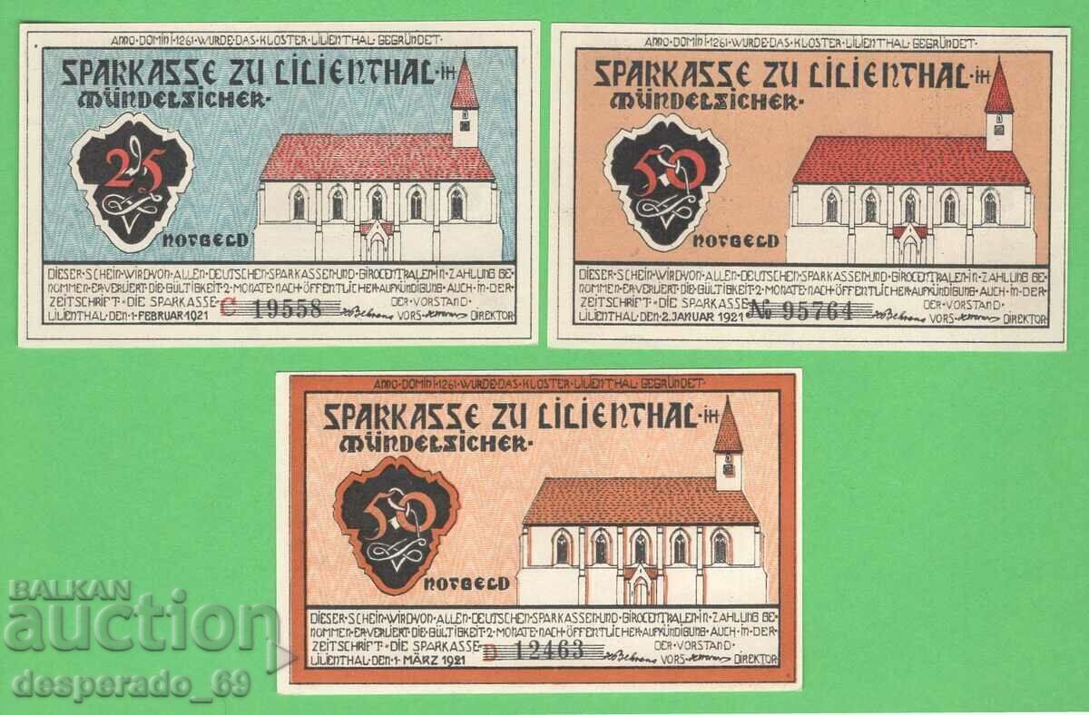 (¯`'•.¸NOTGELD (city Lilienthal) 1921 UNC -3 pcs. banknotes '´¯) (¯`'•.¸NOTGELD (city Lilienthal) 1921 UNC -3 pcs. banknotes '´¯)