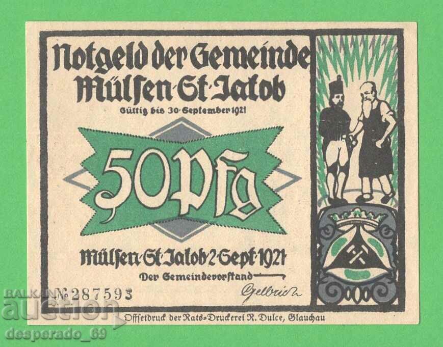 (¯`'•.¸NOTGELD (Mülsen St. Jacob) 1921 UNC -50 pfennig με τιμή 2.80 BGN | € 1.43 (¯`'•.¸NOTGELD (Mülsen St. Jacob) 1921 UNC -50 pfennig με τιμή 2.80 BGN | € 1.43