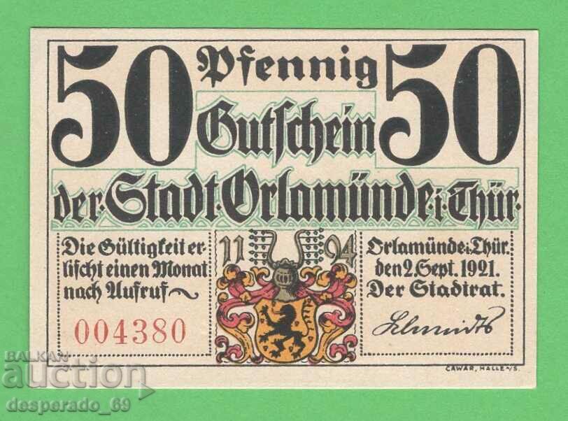 (¯`'•.¸NOTGELD (city Orlamünde) 1921 UNC -50 pfennig¸.•'´¯) with price 3.00 BGN | € 1.53 (¯`'•.¸NOTGELD (city Orlamünde) 1921 UNC -50 pfennig¸.•'´¯) with price 3.00 BGN | € 1.53