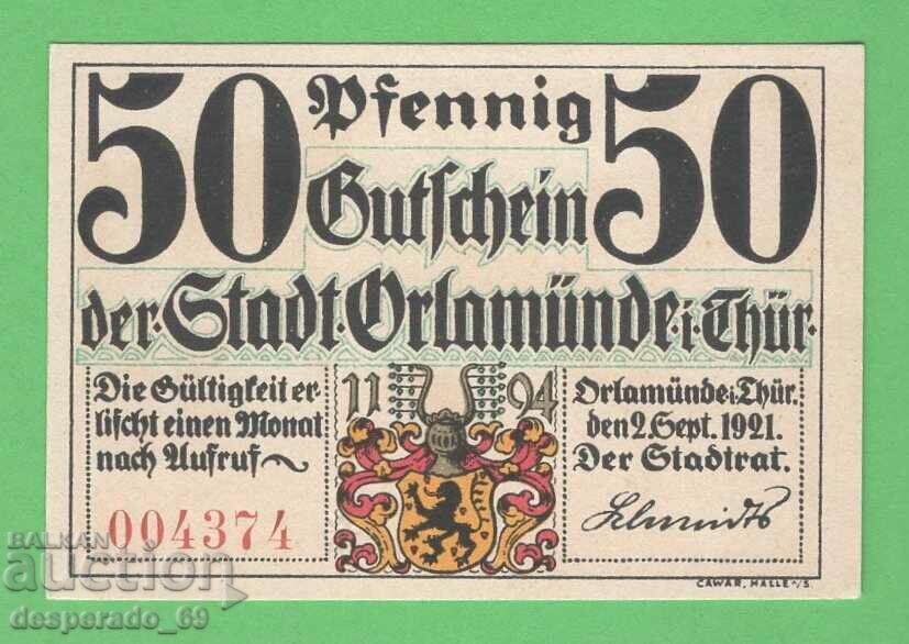 (¯`'•.¸NOTGELD (city Orlamünde) 1921 UNC -50 pfennig¸.•'´¯) with price 3.00 BGN | € 1.53 (¯`'•.¸NOTGELD (city Orlamünde) 1921 UNC -50 pfennig¸.•'´¯) with price 3.00 BGN | € 1.53