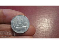 1953 anul 5 lire Italia - aluminiu - Delfin