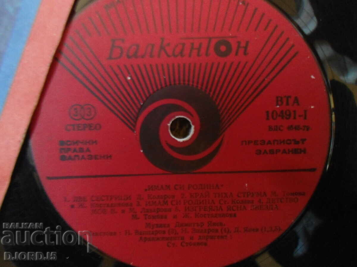 Έχω την πατρίδα μου, VTA 10491, δίσκος γραμμοφώνου, μεγάλος με τιμή 5.00 BGN | € 2.56