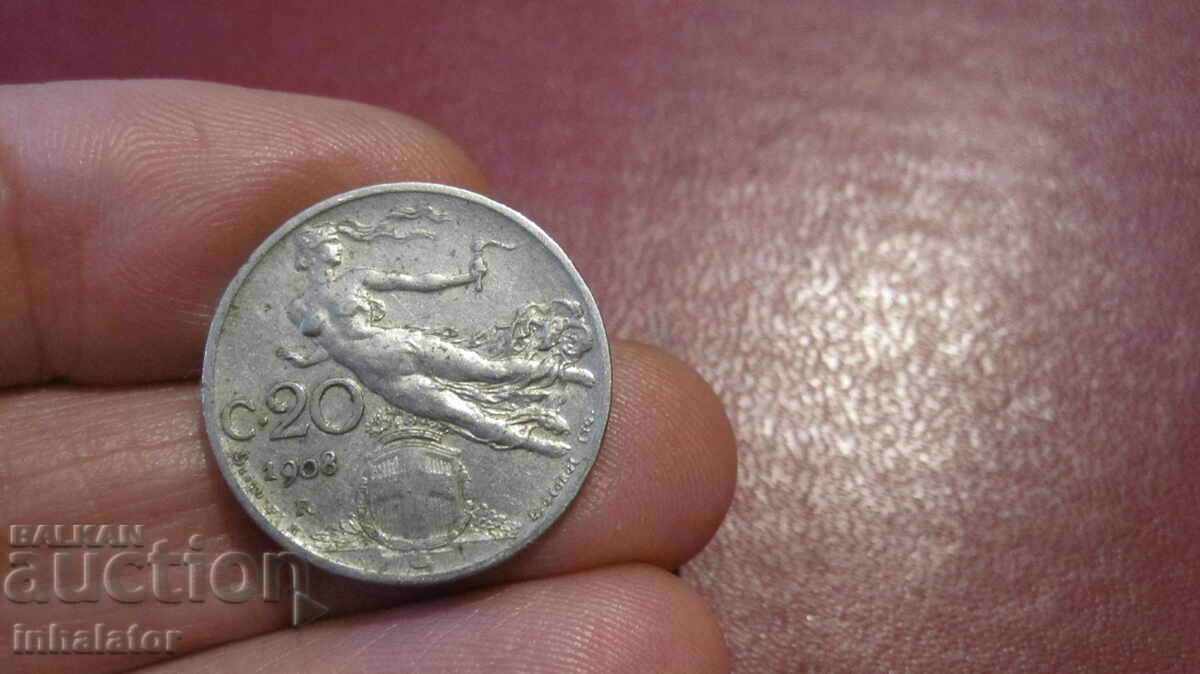 1908 20 centesimi Italy