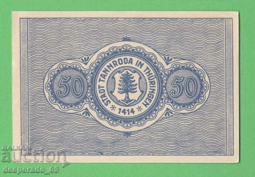 (¯`'•.¸NOTGELD (Tannroda) 1921 UNC -50 pfennig¸.•'´¯) with price 3.00 BGN | € 1.53